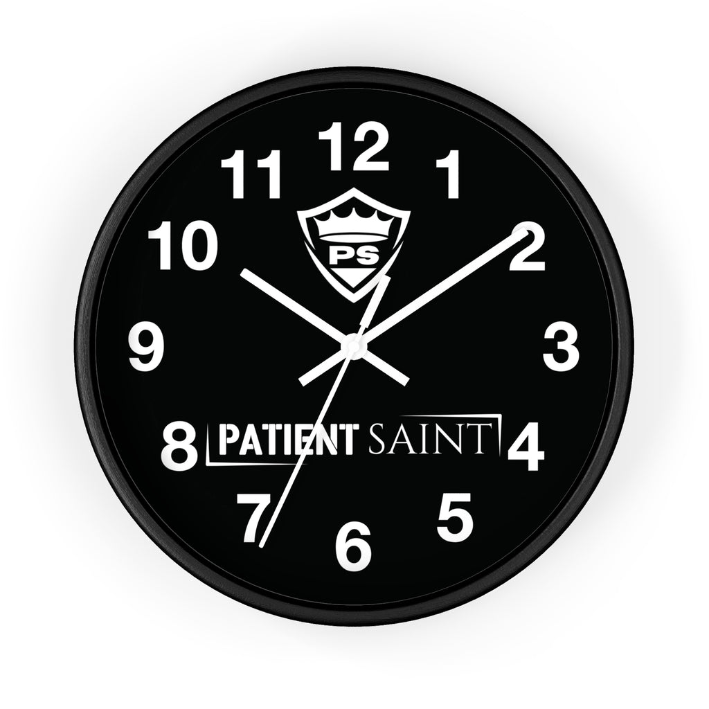 Patient Saint Black Wall Clock