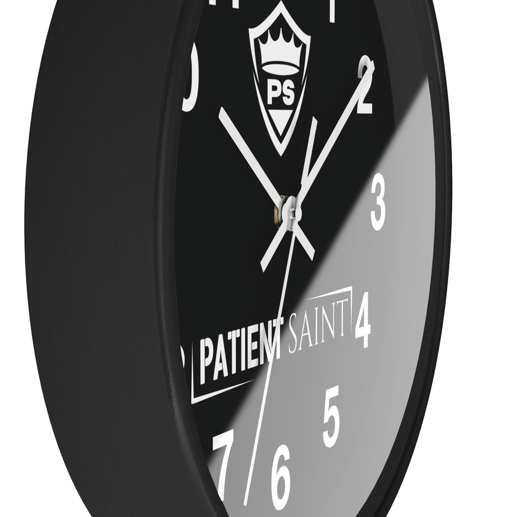 Patient Saint Black Wall Clock