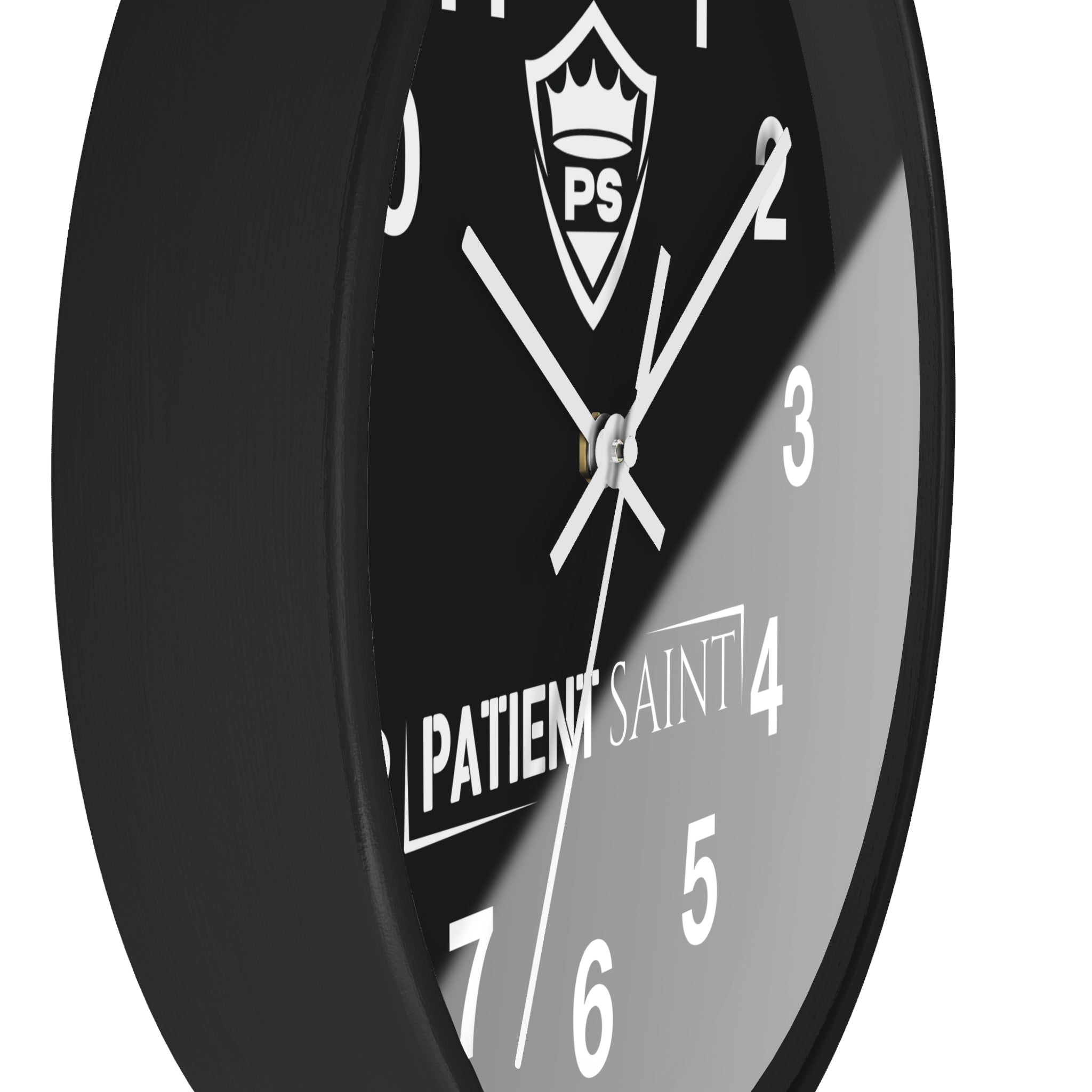 Patient Saint Black Wall Clock