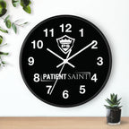 Patient Saint Black Wall Clock